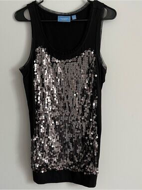 Simply Vera Vera Wang Black Scoop Neck Sequin Tank Top